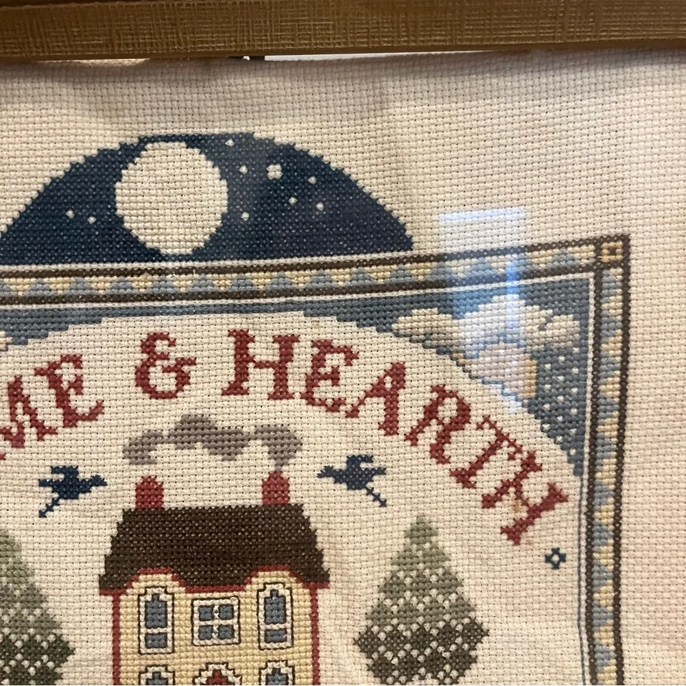 Framed Home & Hearth The Buttram House Cross-Stitch Art 1985